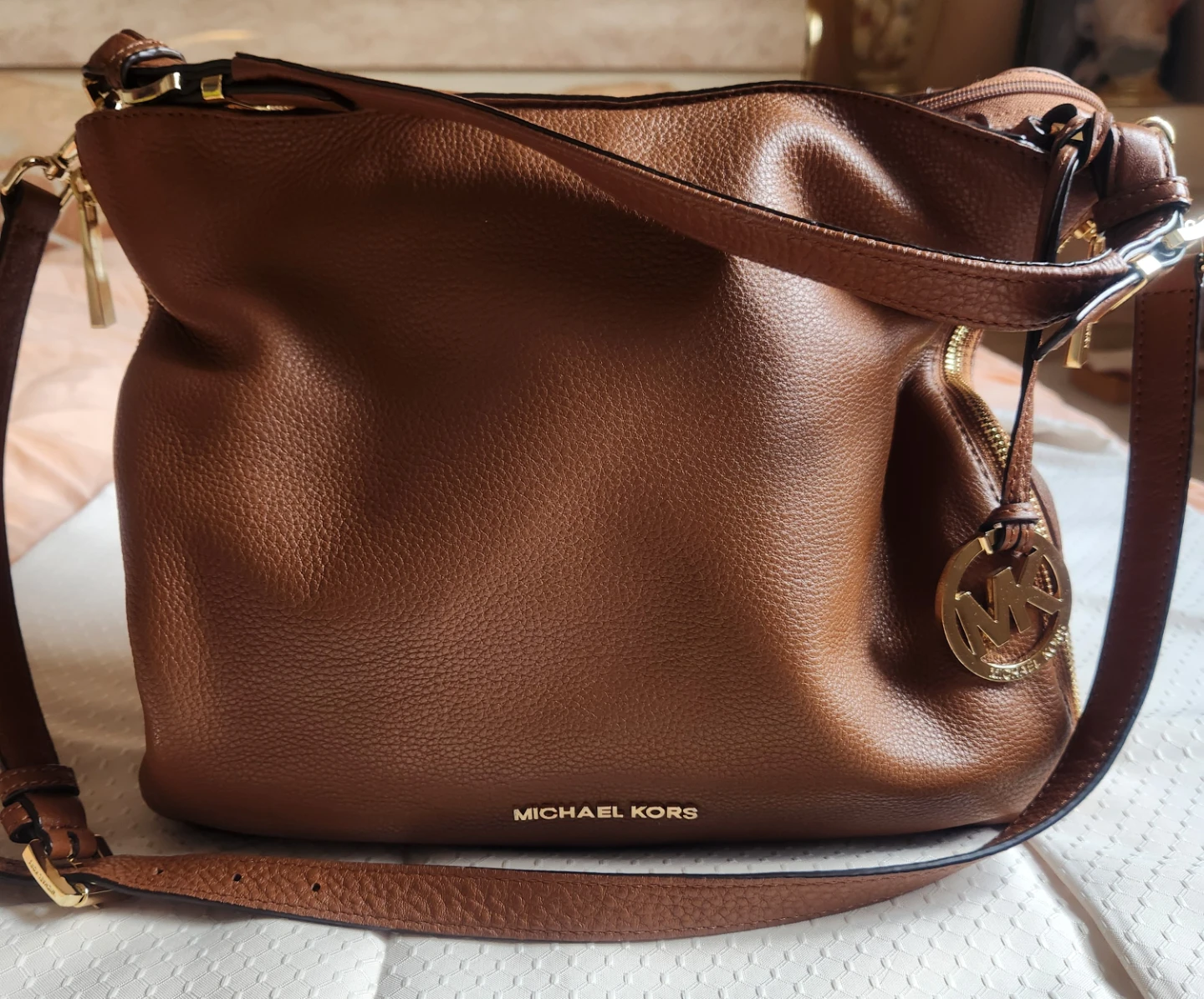Michael Kors Bedford Large Brown Pebbled Leather Shoulder Bag - photo 4