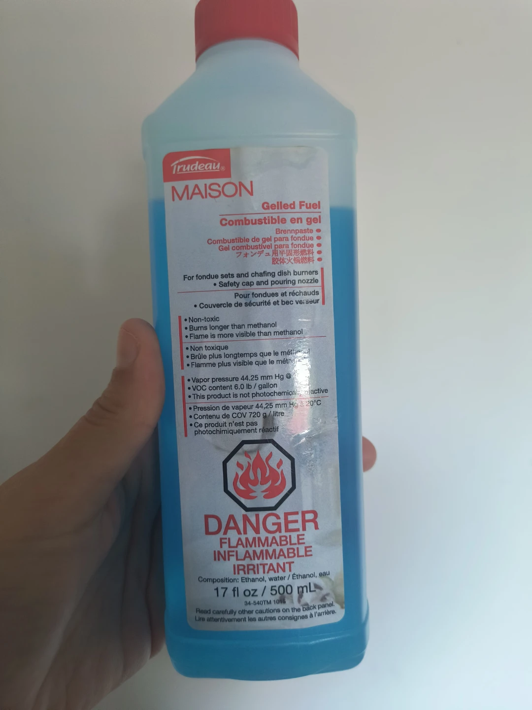 Opened Trudeau MAISON Gelled Fuel - 500 mL