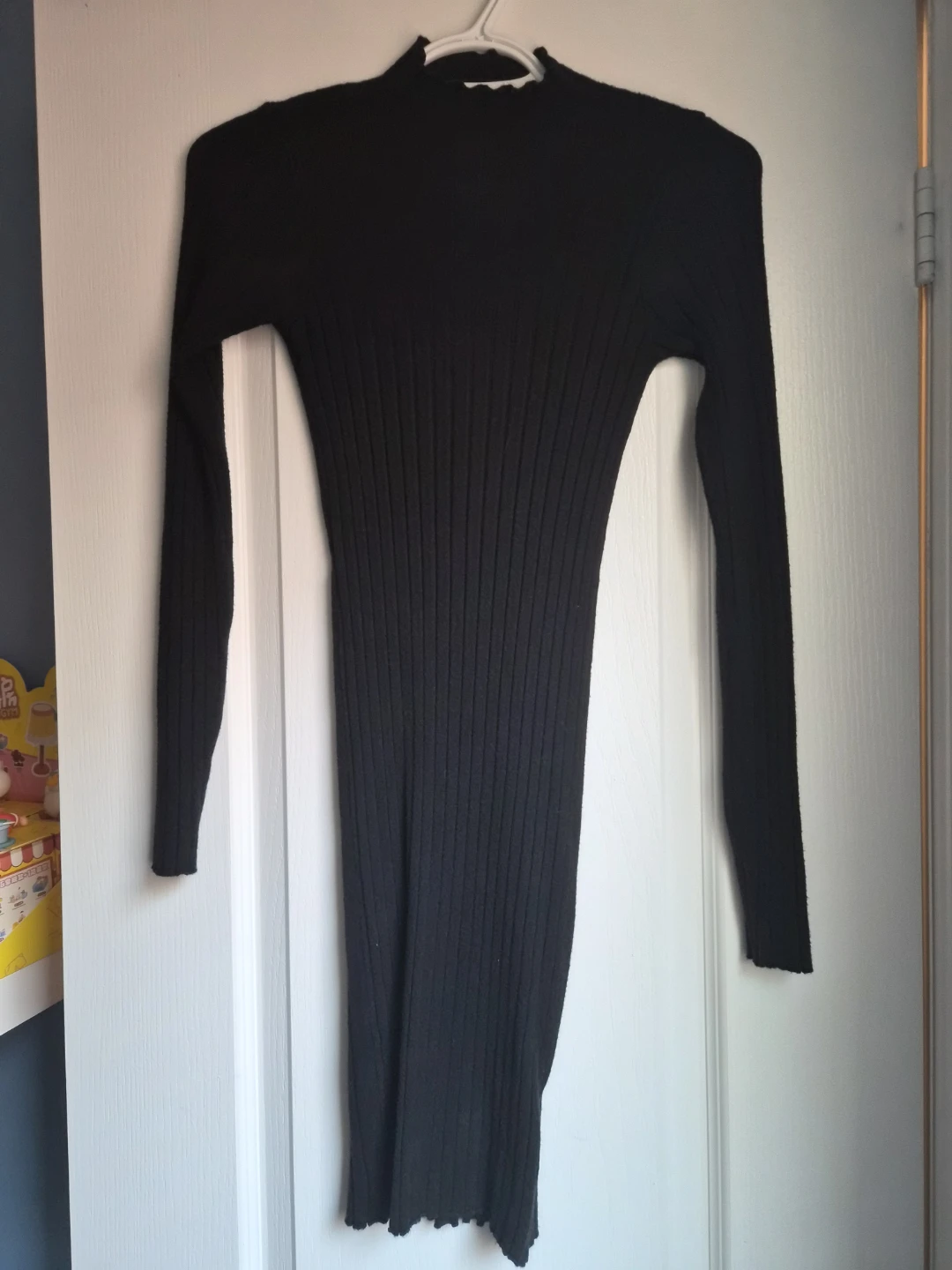 Black Ribbed Knit Dress