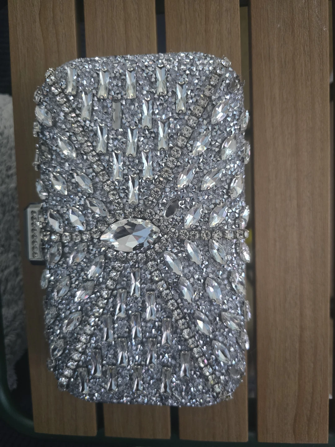 Sparkly Silver Clutch Evening Bag with Rhinestones