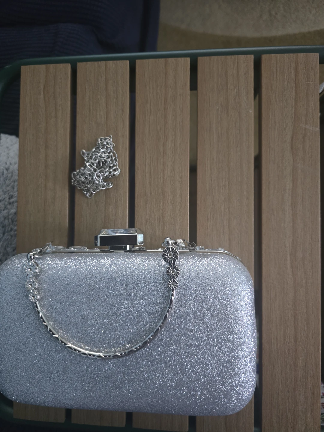 Sparkly Silver Clutch Evening Bag with Rhinestones - photo 2