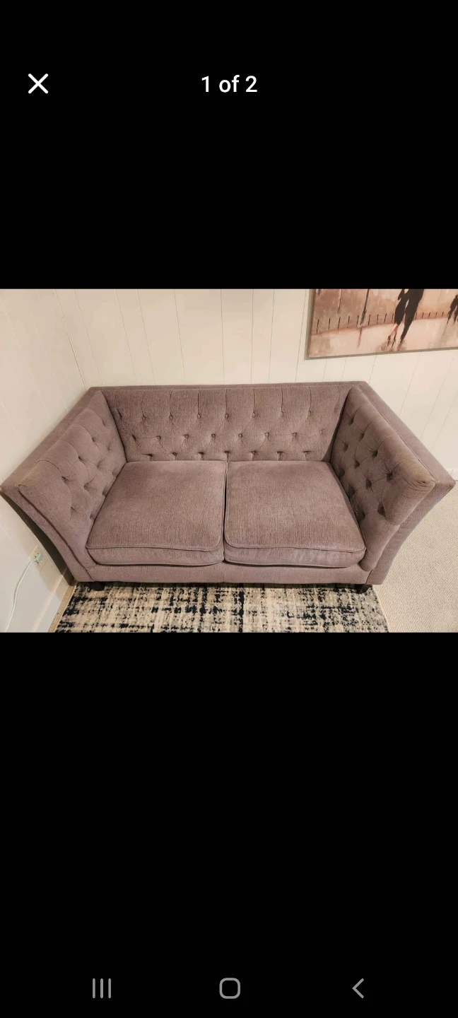 Tufted Loveseat Sofa - Grey