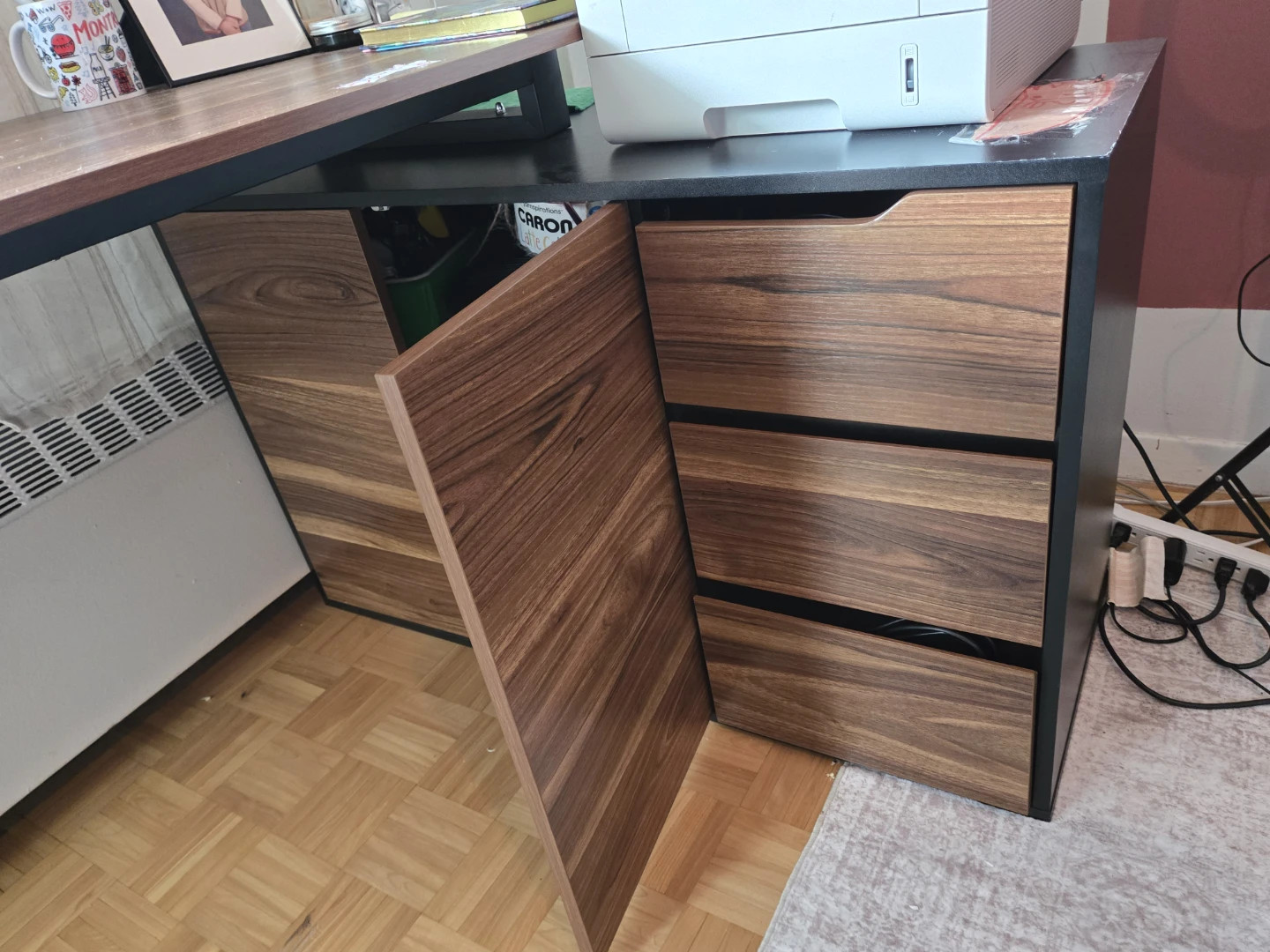 L-Shaped Desk with Drawers and Cabinet - photo 2