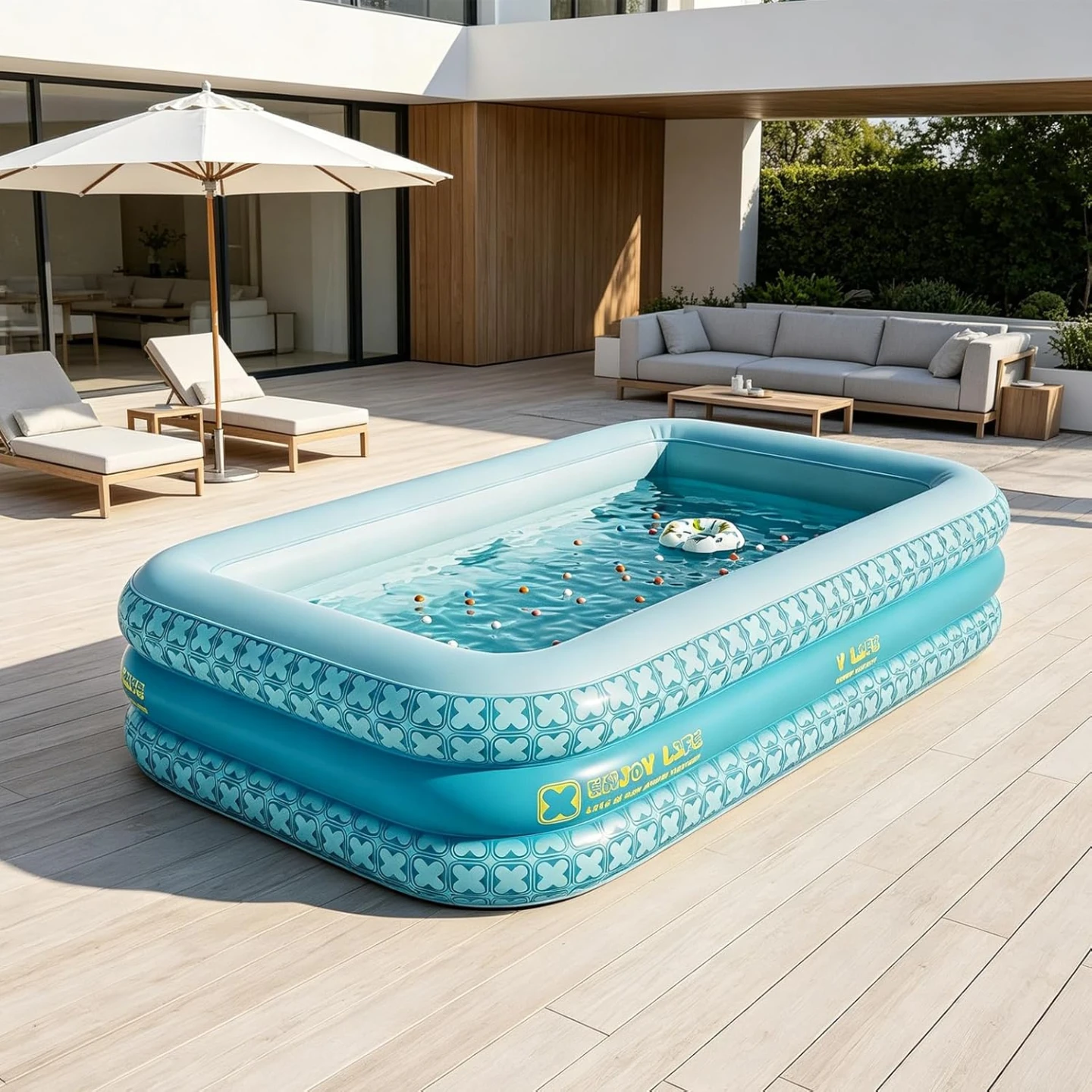 Inflatable Family Swimming Pool - Blue
