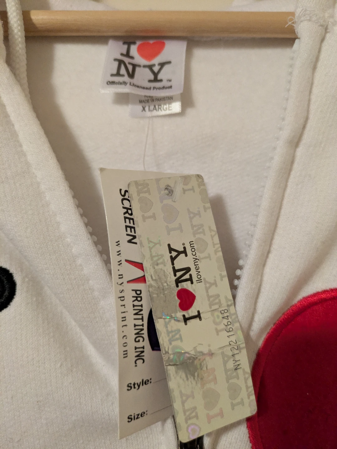 I Love NY White Zip-Up Hoodie - photo 2