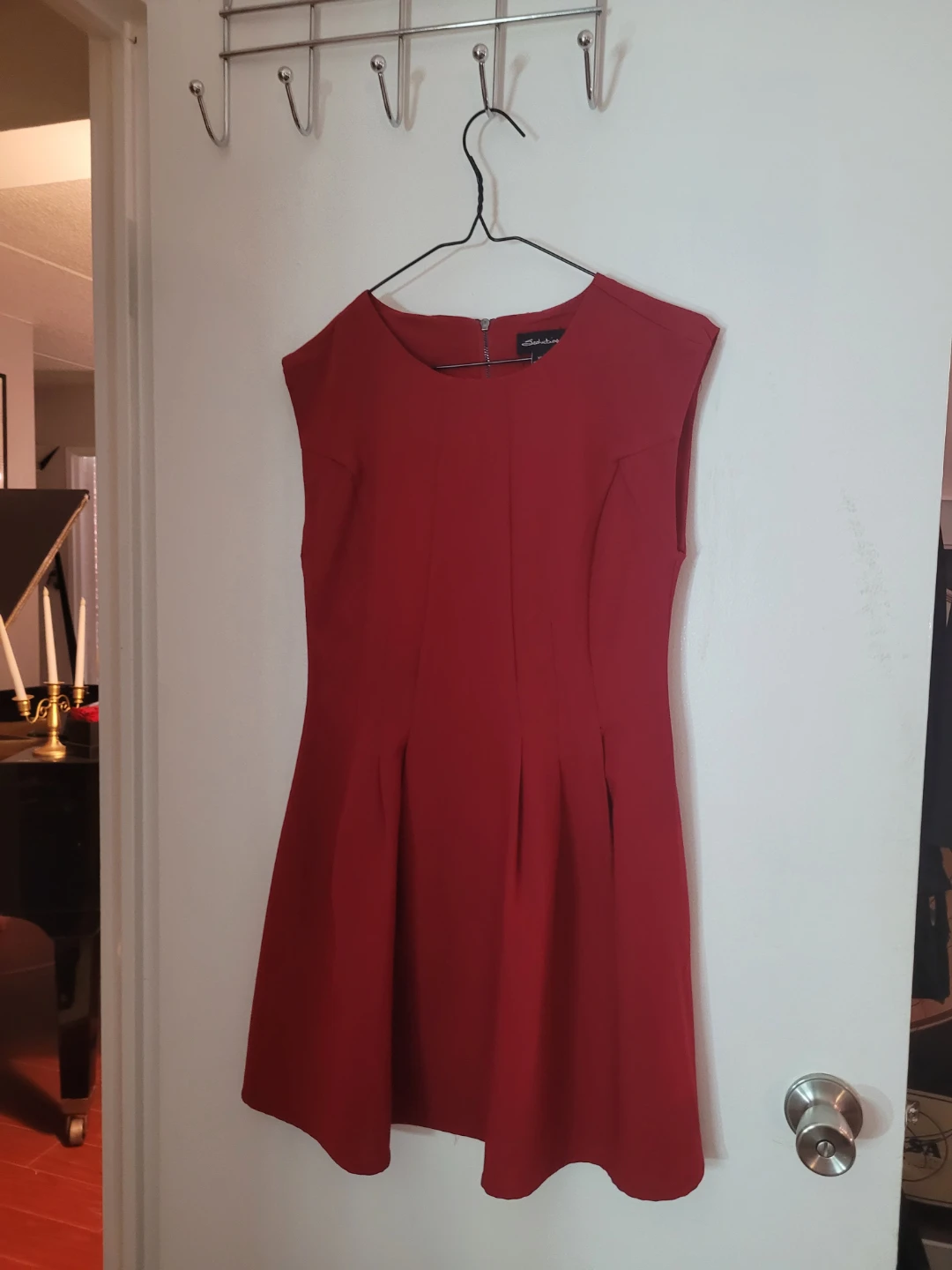 Red Cap Sleeve Fit and Flare Dress