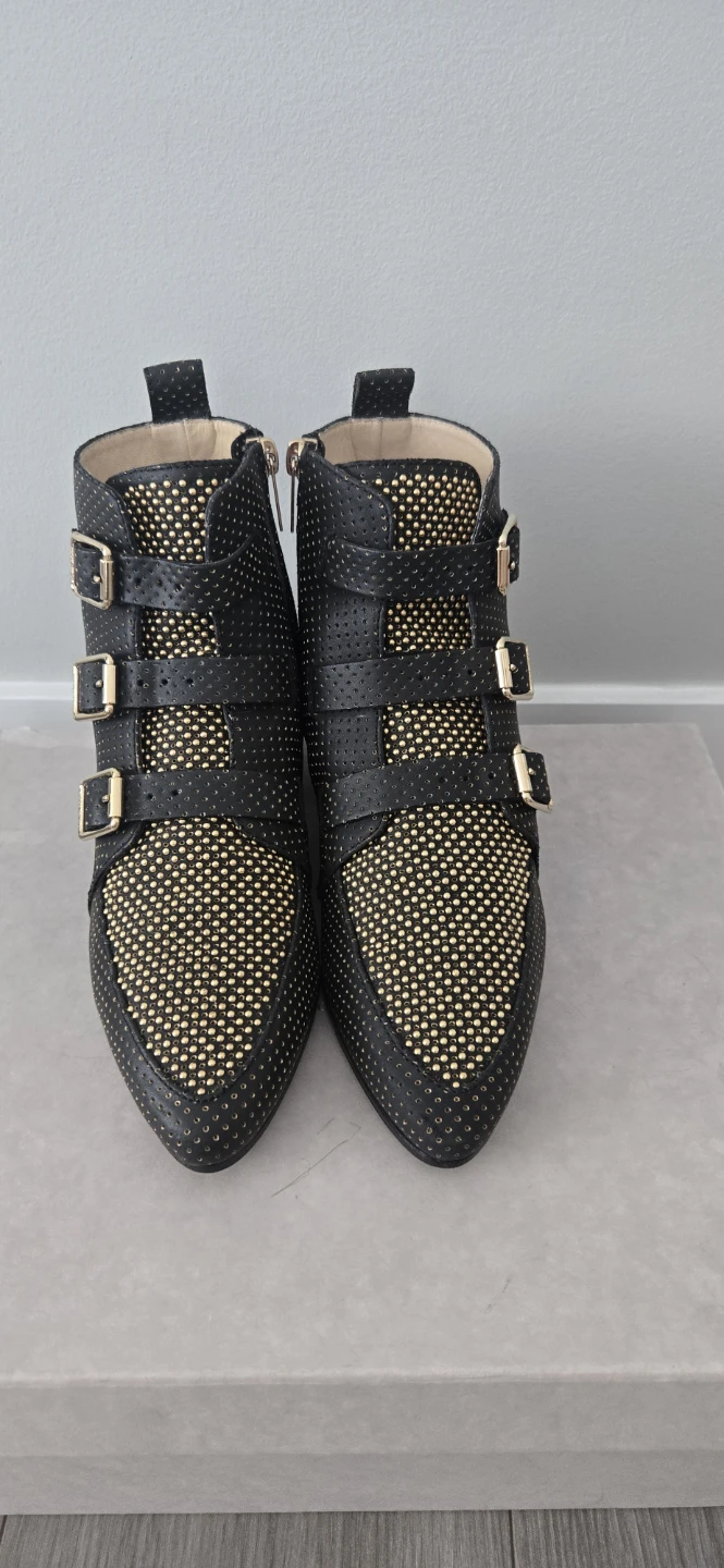 Jimmy Choo Black & Gold Studded Ankle Boots