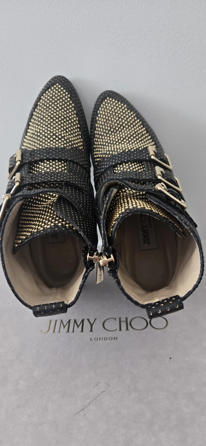 Jimmy Choo Black & Gold Studded Ankle Boots - photo 5
