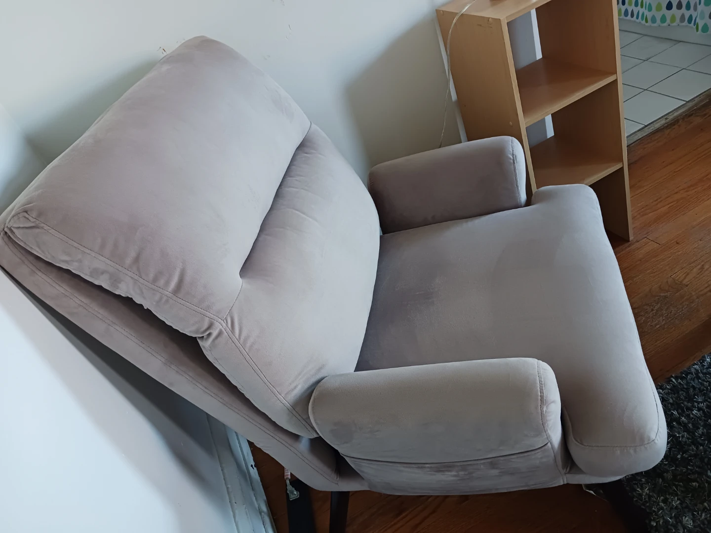 Gray Velvet Swivel Recliner Chair with Ottoman - photo 3