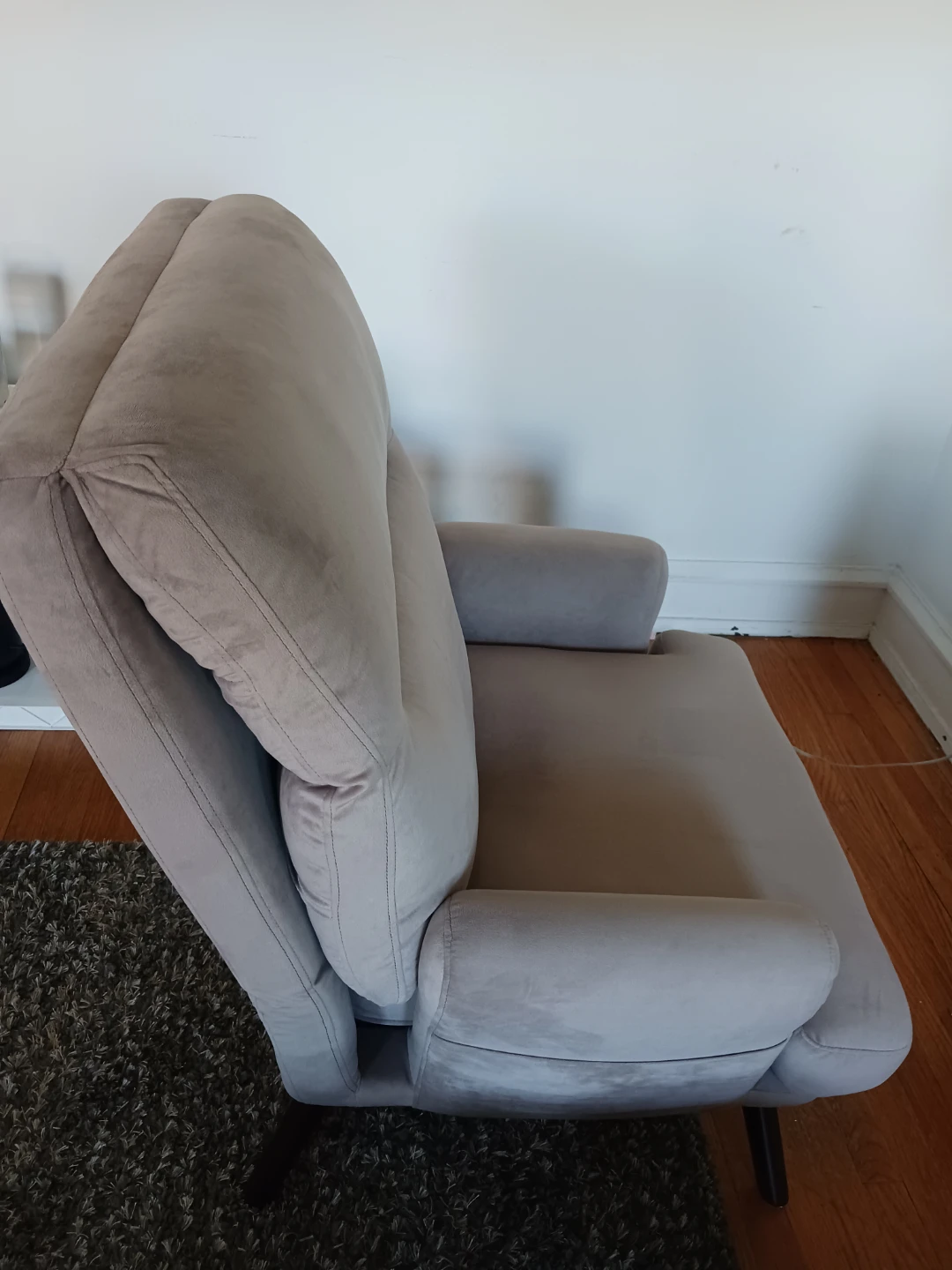 Gray Velvet Swivel Recliner Chair with Ottoman - photo 5