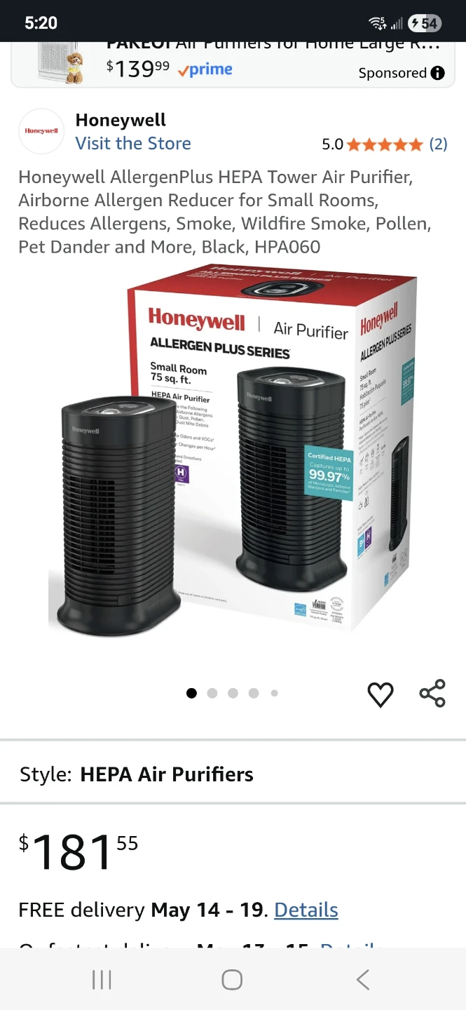 Honeywell AllergenPlus HEPA Tower Air Purifier - photo 2