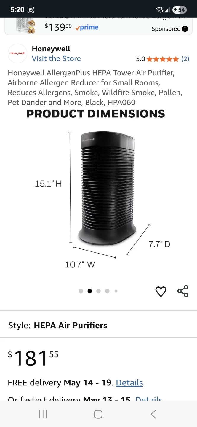 Honeywell AllergenPlus HEPA Tower Air Purifier - photo 3