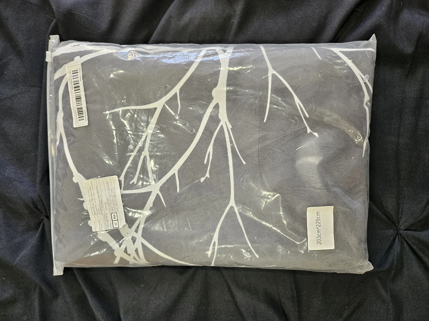 BRAND NEW Grey Duvet Cover Set with White Branch Pattern
