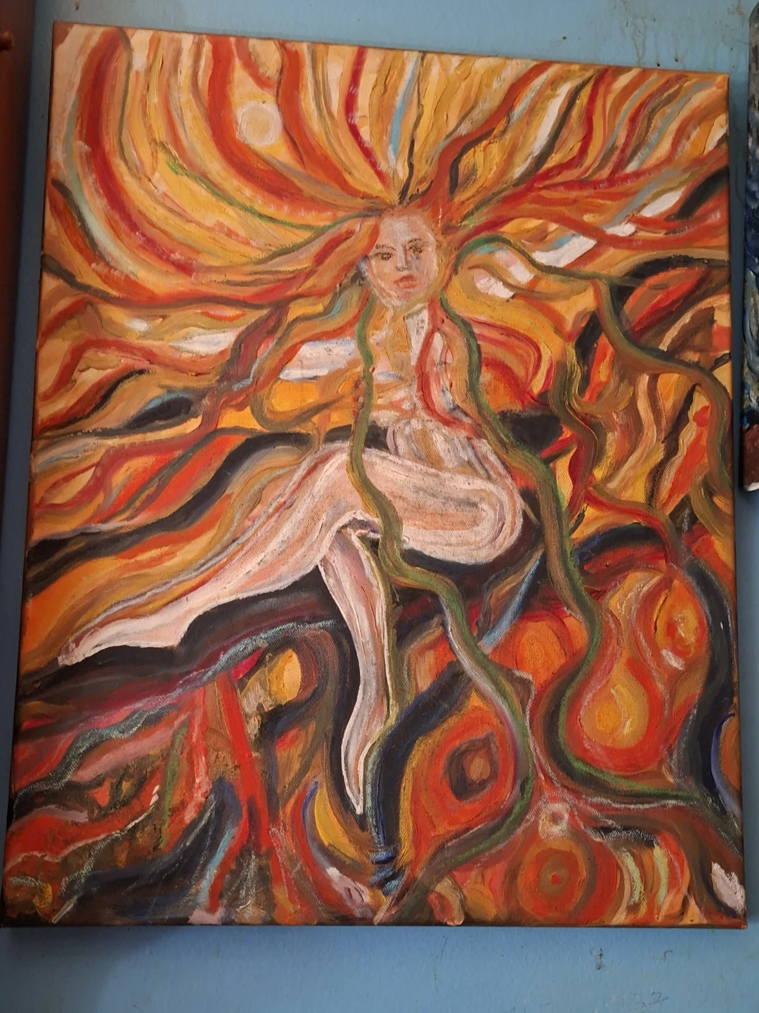 Original Painting-FRIEND OF PAIN - Woman with Fiery Hair