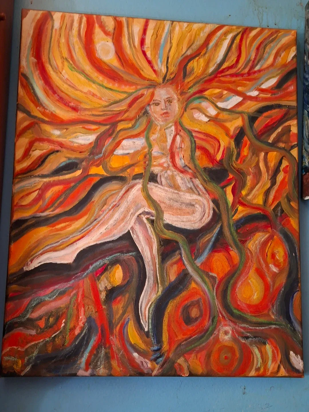 Original Painting-FRIEND OF PAIN - Woman with Fiery Hair