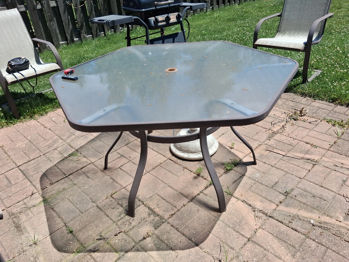 Glass Top Outdoor Dining Table only