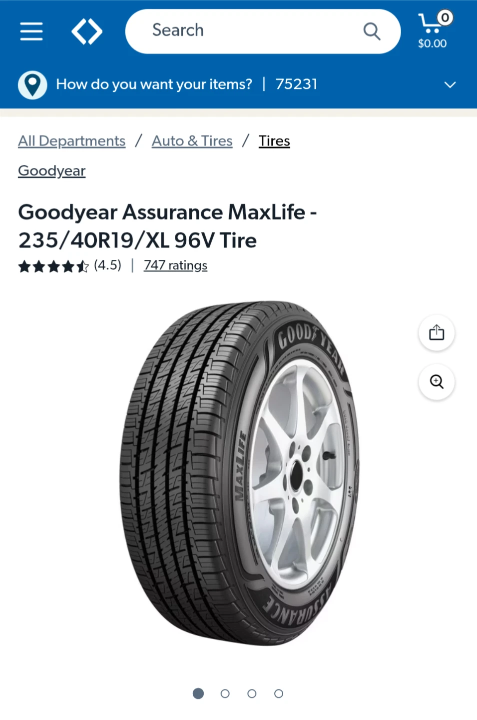 LIKE NEW - 4 Goodyear Assurance MaxLife Tires (235/40R19) - photo 2