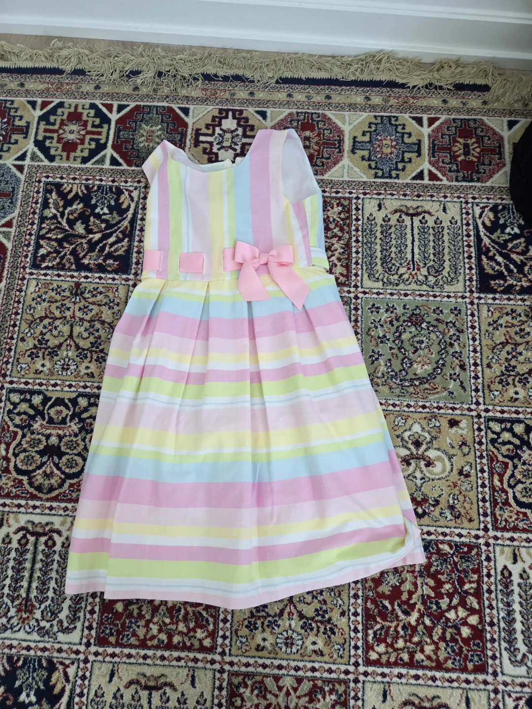 Kids Striped Dress with Pink Bow