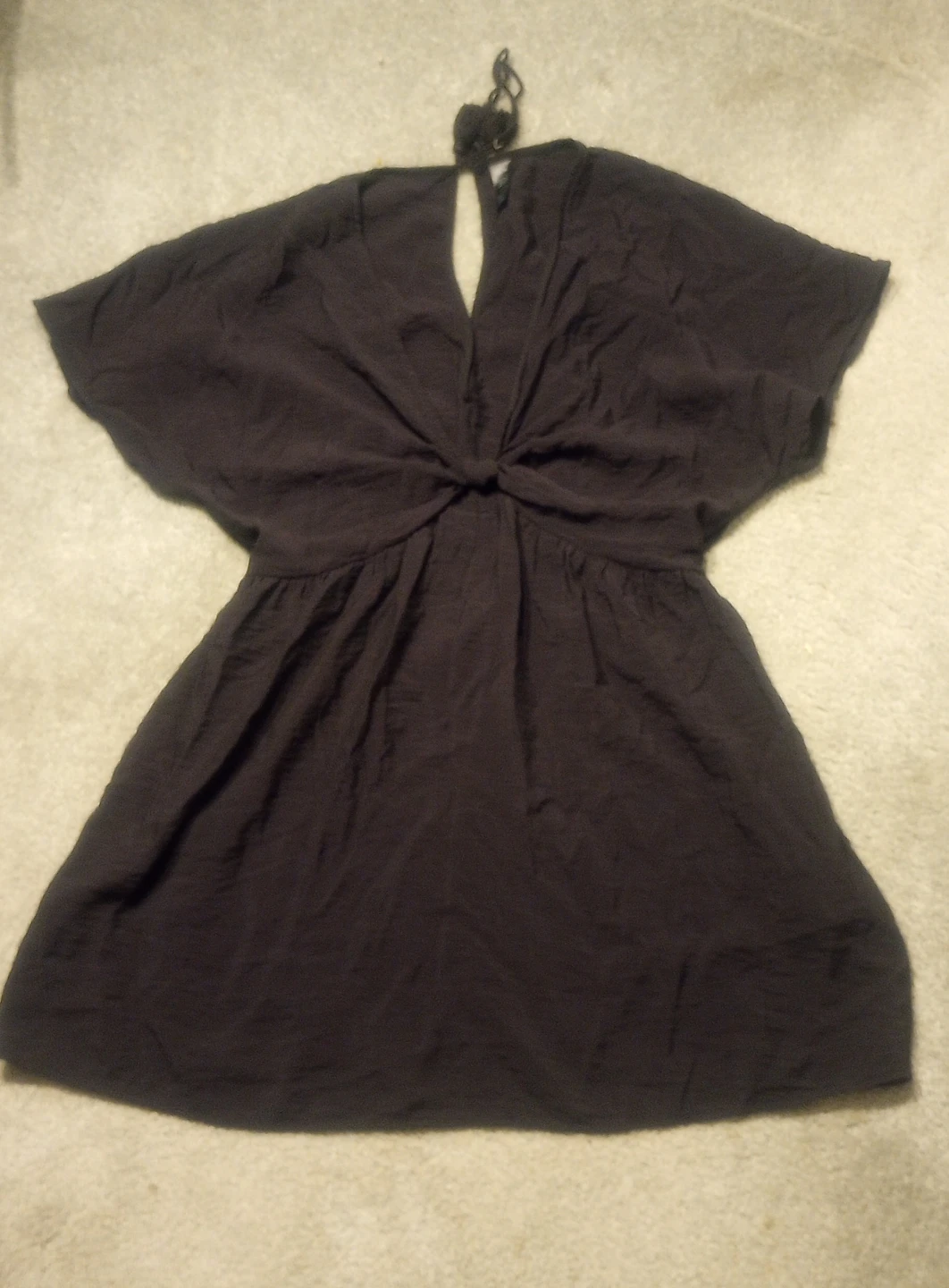 Black Twist Front V-Neck Dress