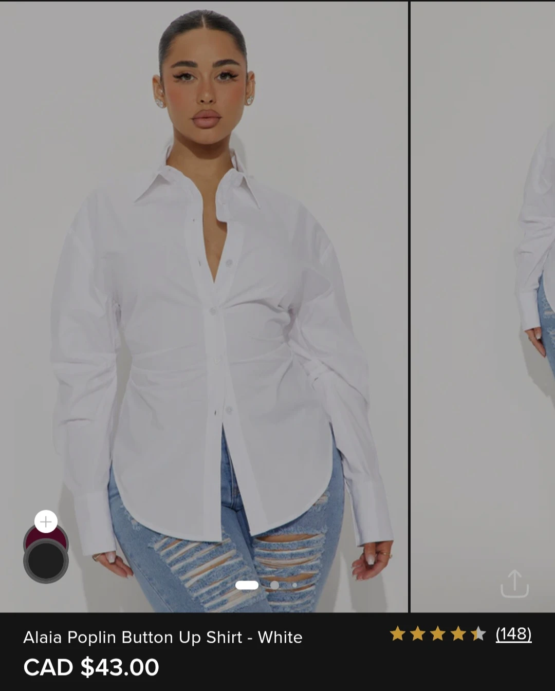 Alaia Poplin Button Up Shirt- New - White - Fashionova