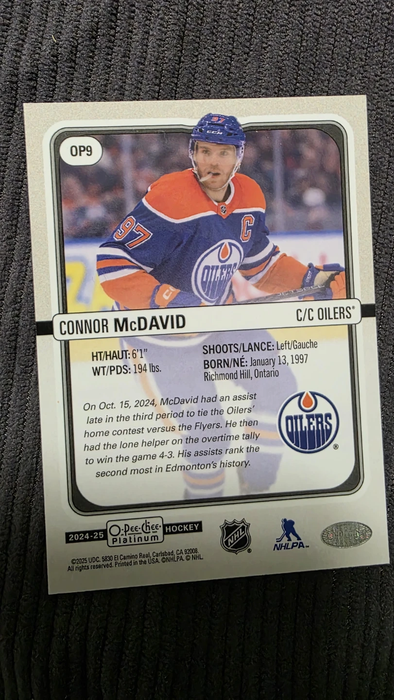 O-Pee-Chee Premier Connor McDavid Hockey Card - photo 2