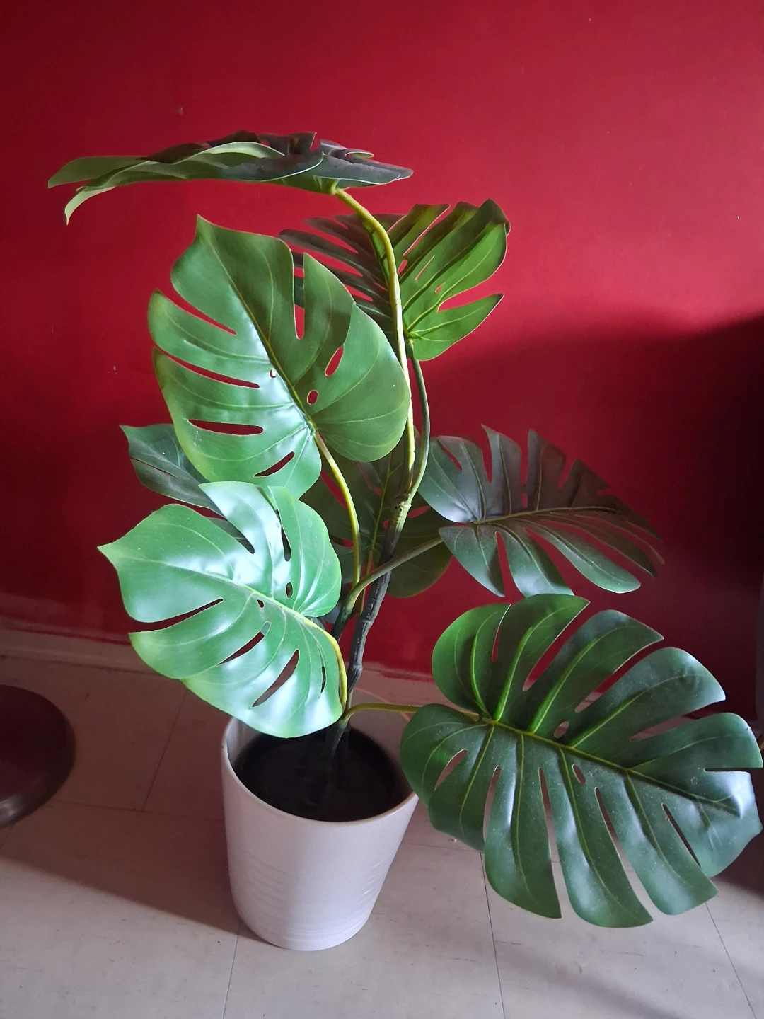 Artificial Monstera Plant in White Pot