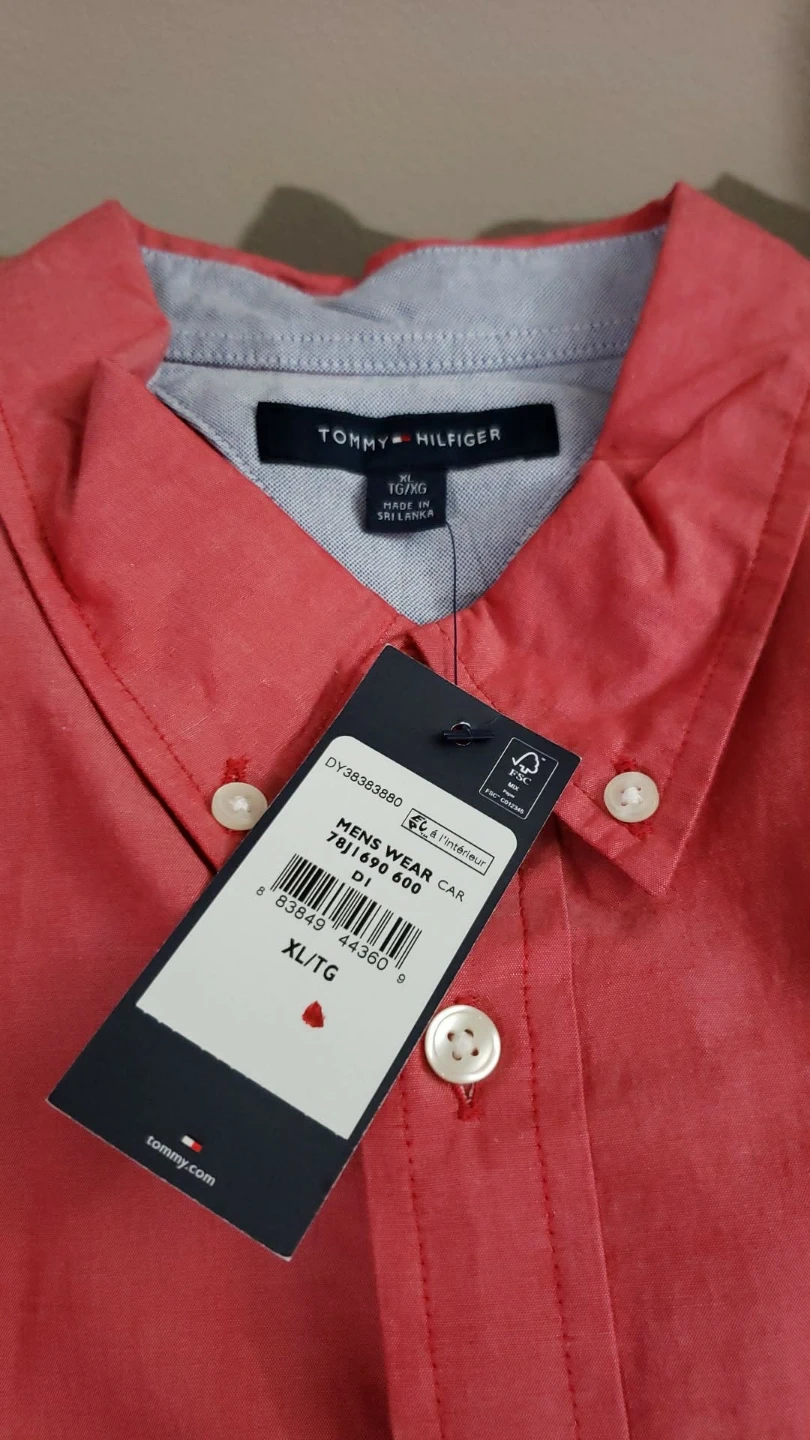 Tommy Hilfiger Men's Button-Up Shirt XL Coral - photo 2
