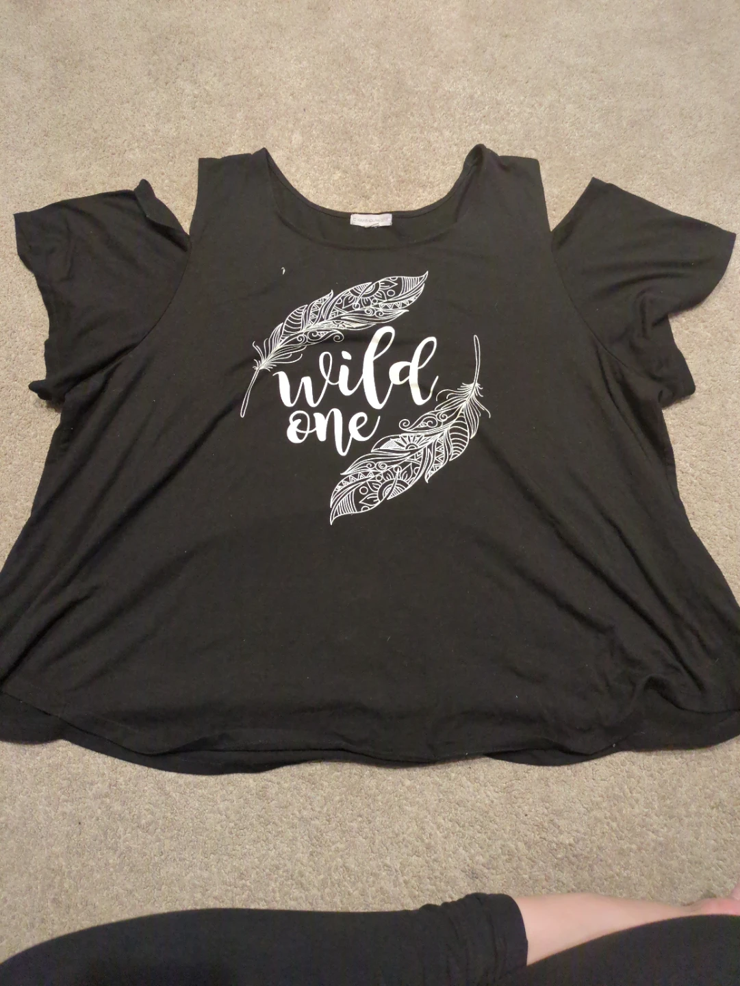 Black Cold Shoulder T-Shirt 2X