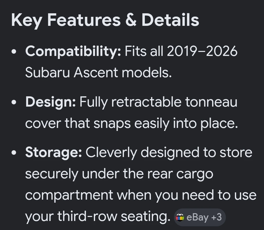 2019-2026 Subaru Ascent Cargo Cover - photo 5