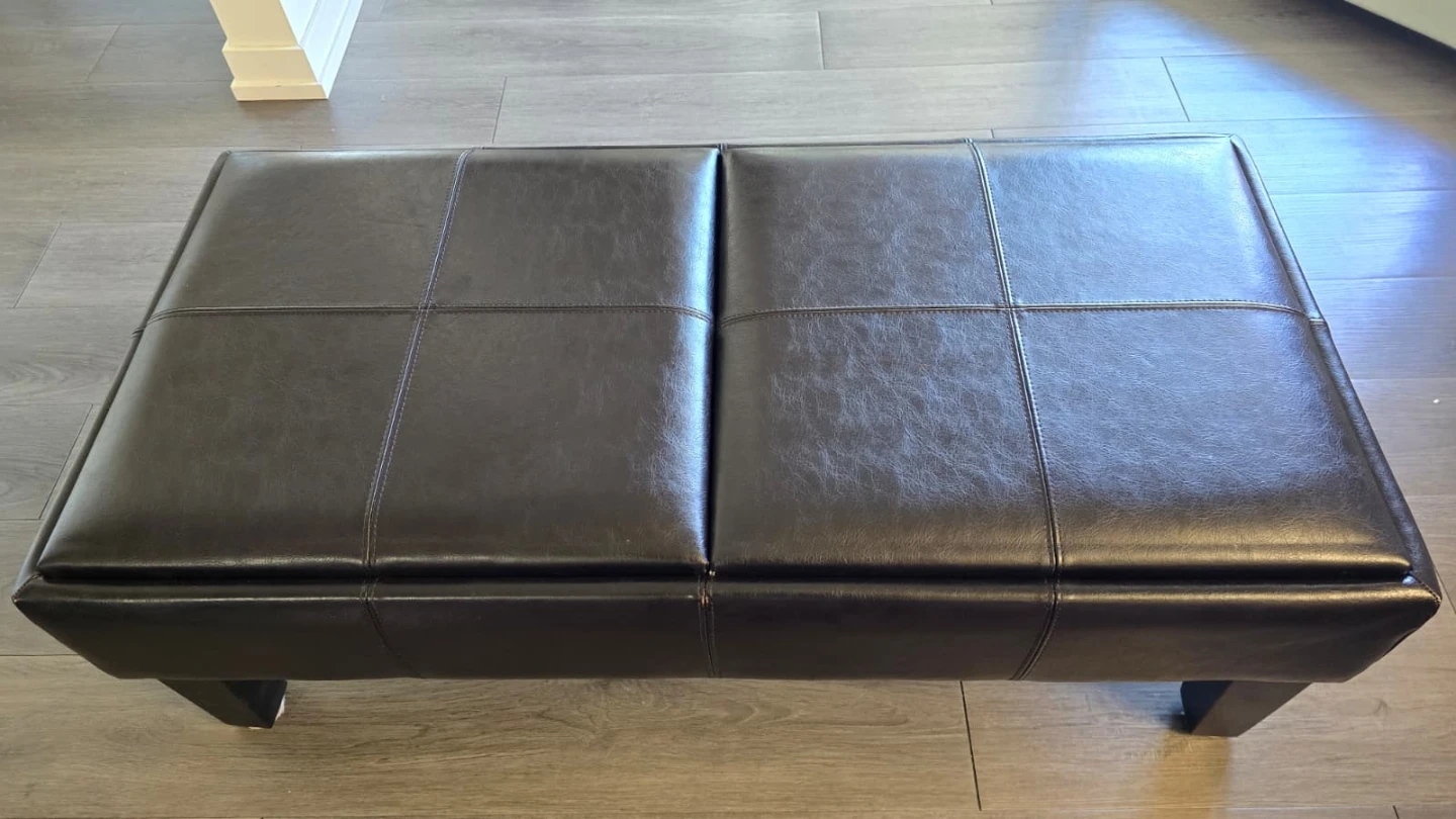 Dark Brown Faux Leather Storage Ottoman Bench/ coffee Table - photo 2