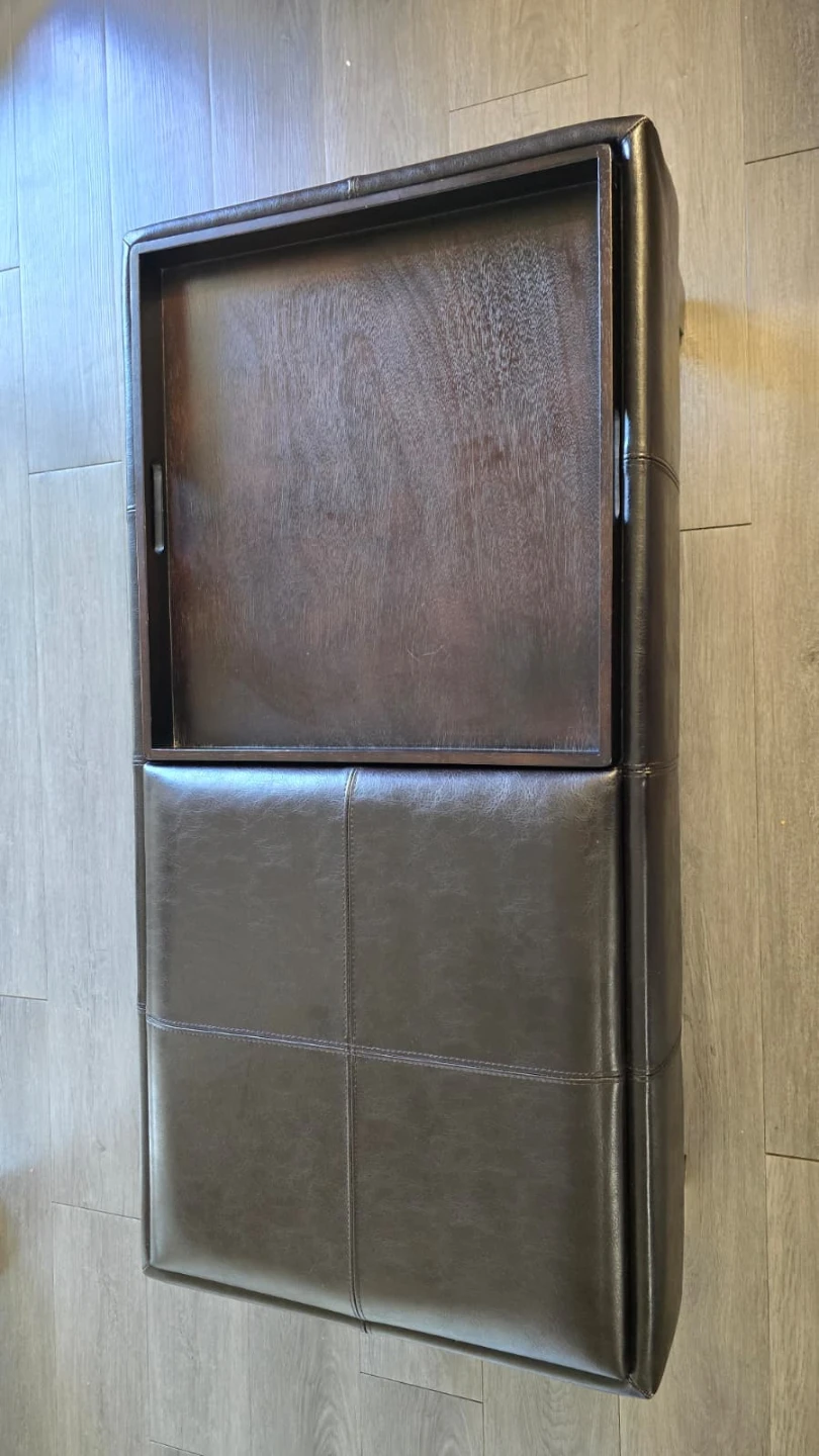 Dark Brown Faux Leather Storage Ottoman Bench/ coffee Table - photo 3