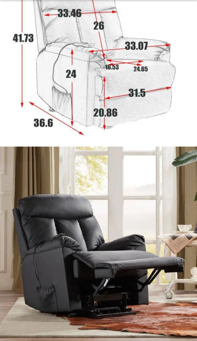 Black Power Lift Recliner Chair