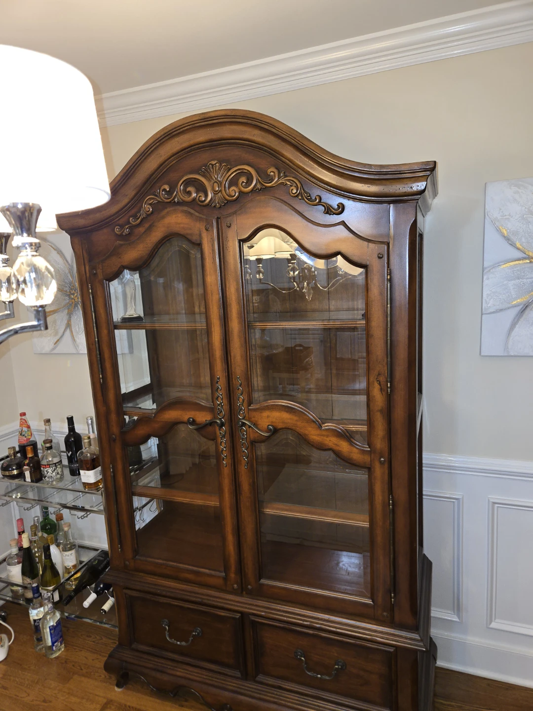 Wooden China Cabinet with Glass Doors