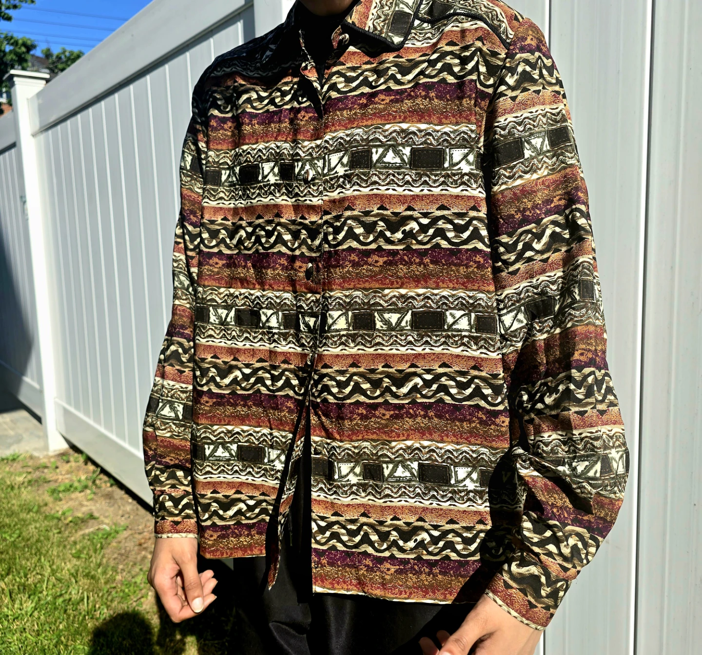 Abstract Pattern Button-Up Shirt Unisex shirt Vintage print - photo 2