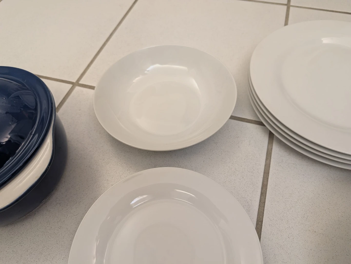 White Ceramic Dinner Plates and Bowls - photo 3