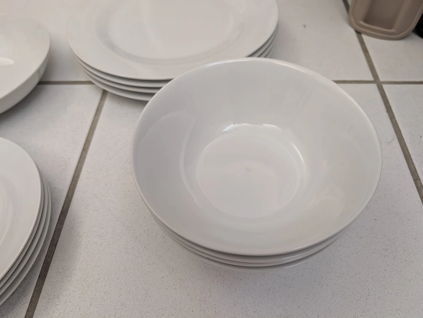 White Ceramic Dinner Plates and Bowls - photo 5