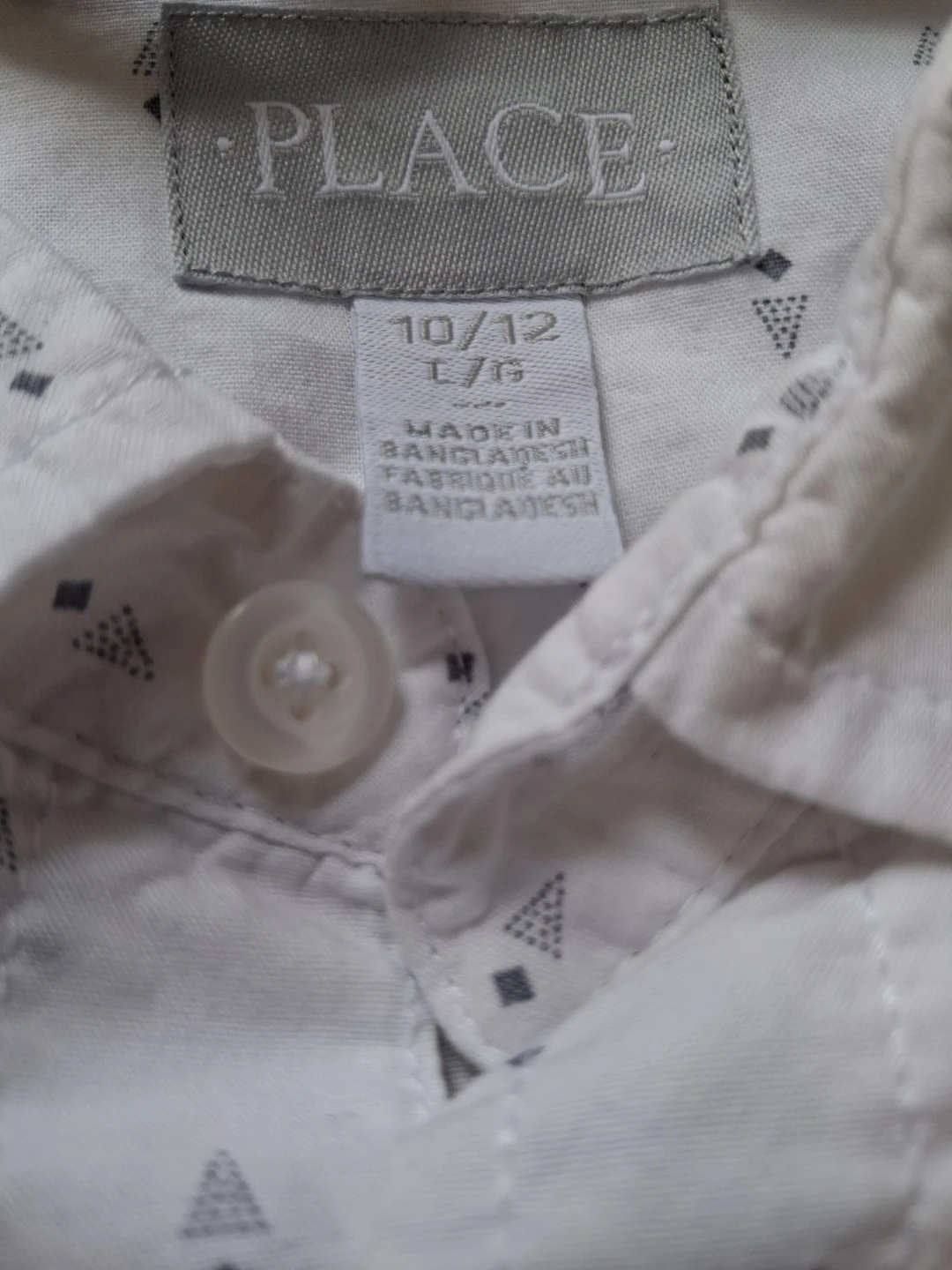 The Children's Place White Patterned Button-Down Shirt Size L - photo 2