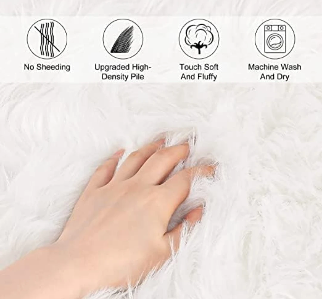 White Faux Sheepskin Rug - photo 3
