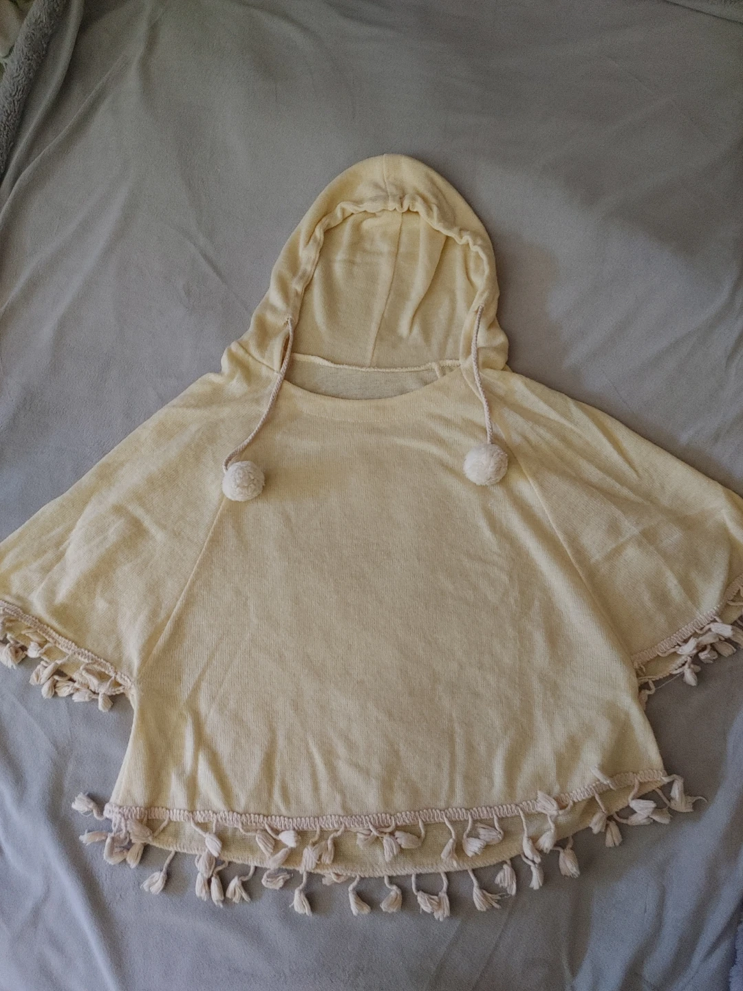 Yellow Tassel Hooded Poncho