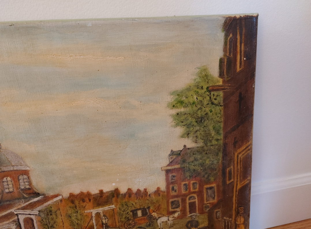 Vintage Canal Scene Painting - photo 4