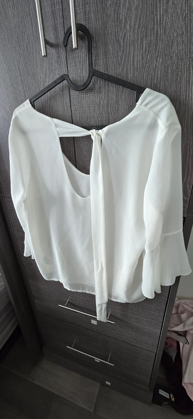 White Blouse with Tie Back and Bell Sleeves