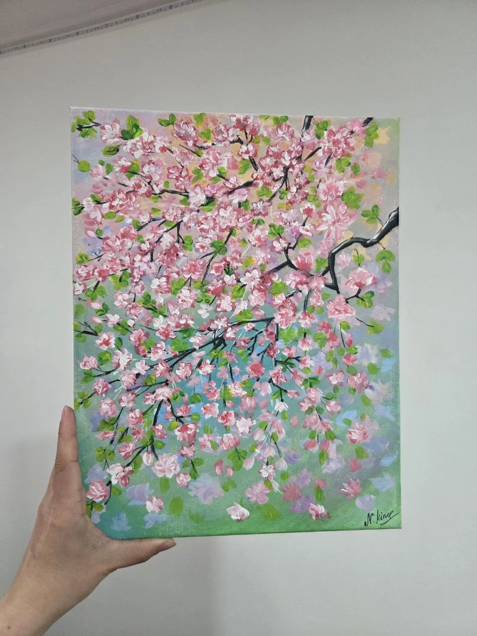 Original Cherry Blossom Acrylic Painting - photo 2