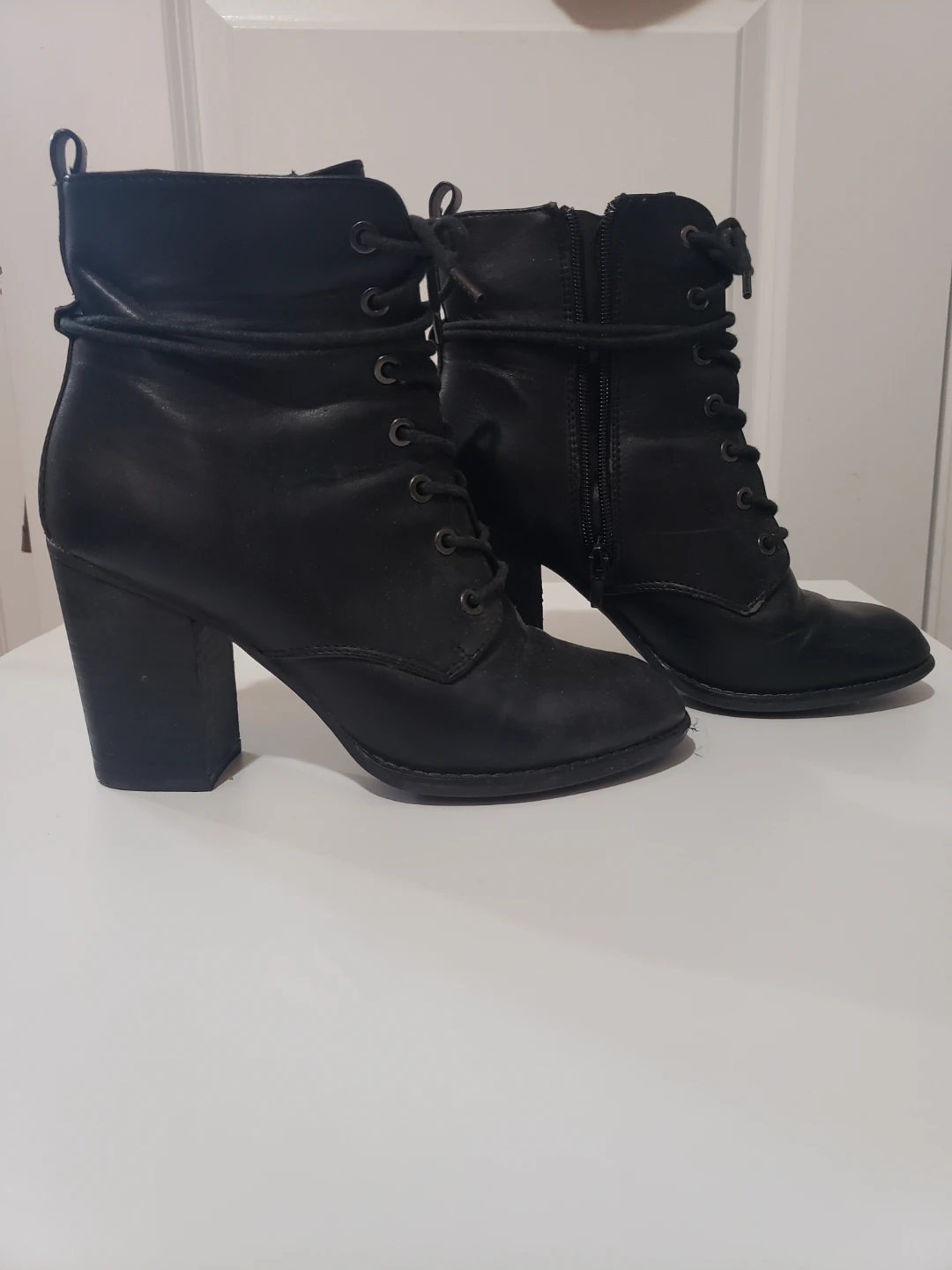 ALDO Black Lace-Up Heeled Boots