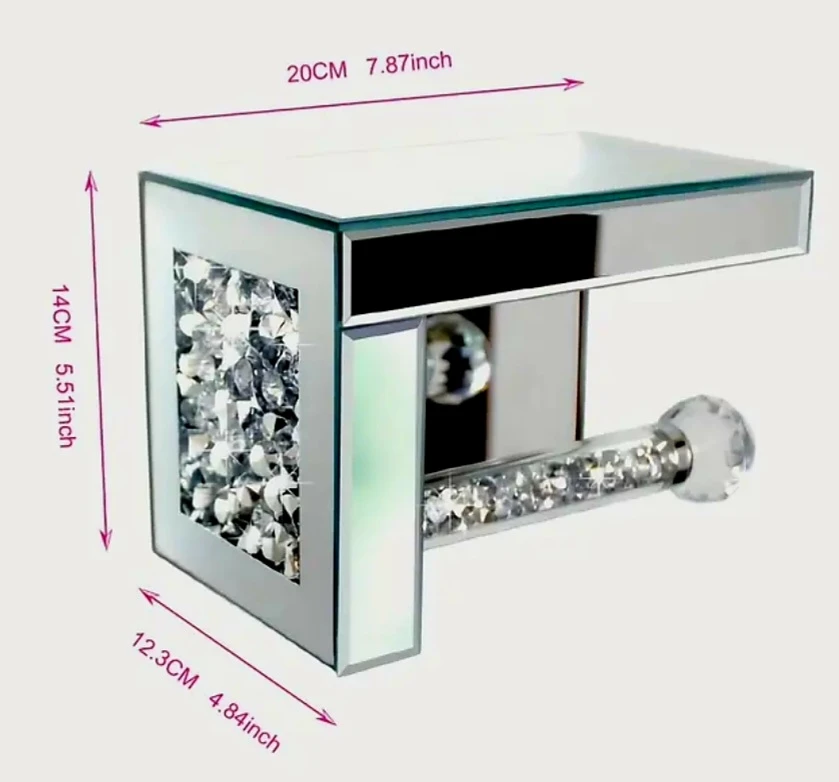 Mirrored Crystal Toilet Paper Holder - photo 4