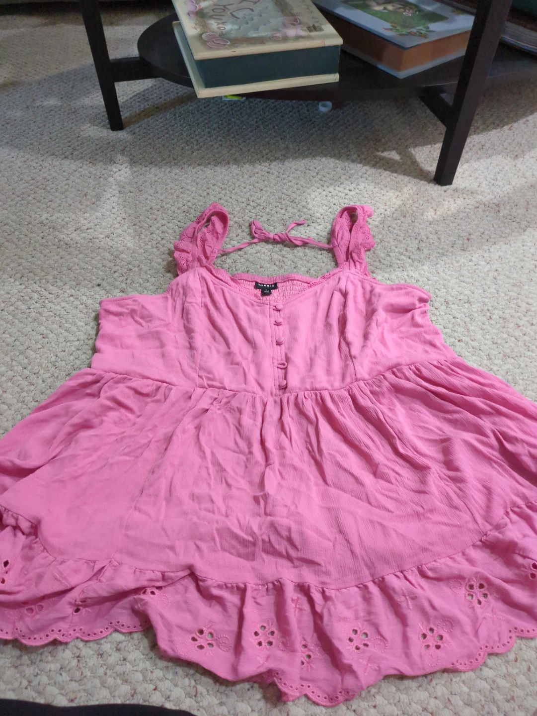 Torrid Pink Embroidered Eyelet Hem Flowy Top Size 3