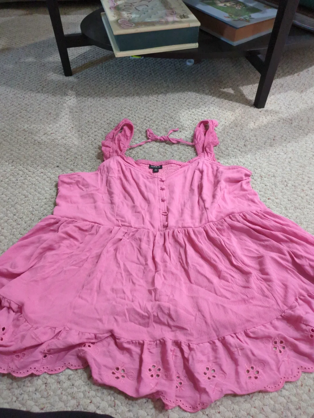 Torrid Pink Embroidered Eyelet Hem Flowy Top Size 3