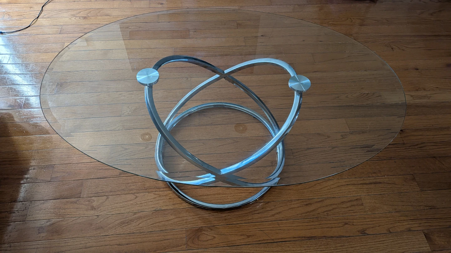 Glass Oval Coffee Table with Chrome Base