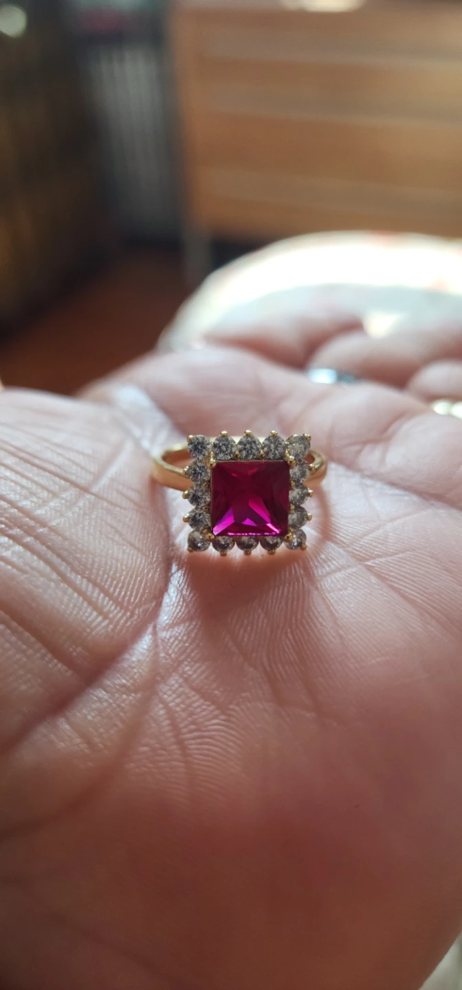 Gold platted Ring with Red Stone and Crystals - photo 3
