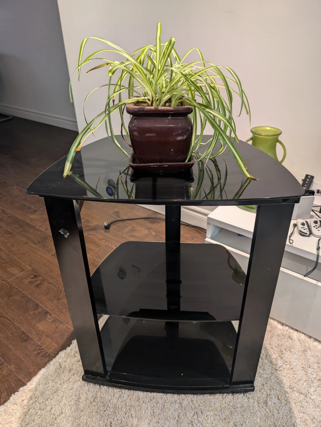 Black 3-Tier Tempered Glass table - photo 2