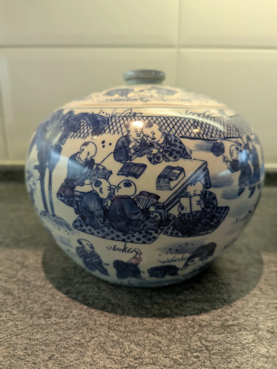 Blue and White Ceramic Decorative Plate & Lidded Jar Set - photo 5